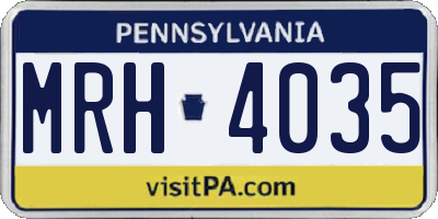 PA license plate MRH4035