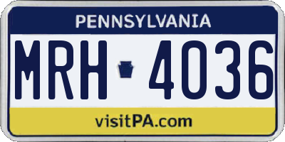PA license plate MRH4036