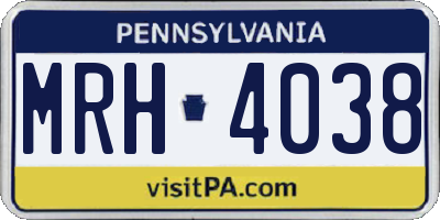 PA license plate MRH4038