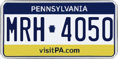 PA license plate MRH4050