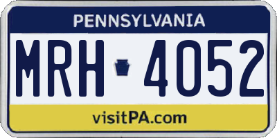 PA license plate MRH4052
