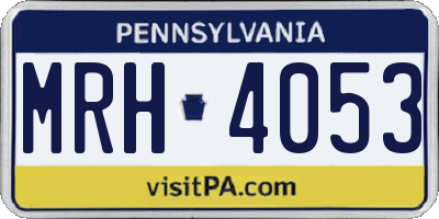PA license plate MRH4053