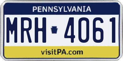 PA license plate MRH4061