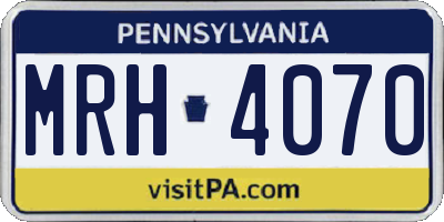PA license plate MRH4070