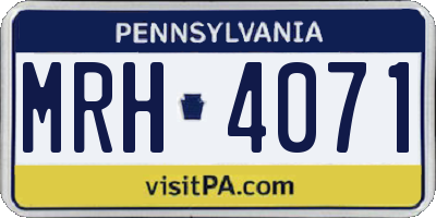 PA license plate MRH4071