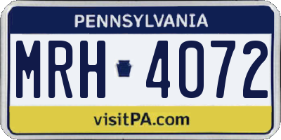 PA license plate MRH4072
