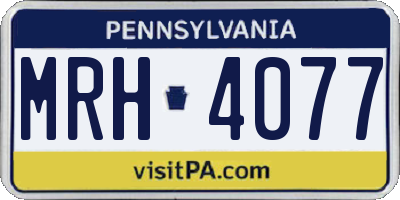 PA license plate MRH4077