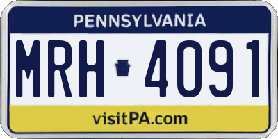 PA license plate MRH4091