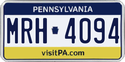 PA license plate MRH4094