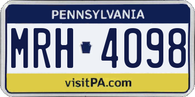 PA license plate MRH4098