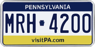 PA license plate MRH4200