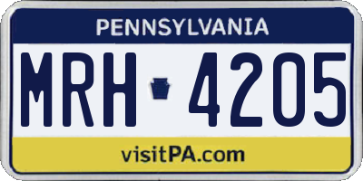 PA license plate MRH4205