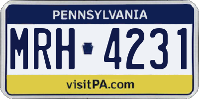 PA license plate MRH4231