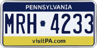 PA license plate MRH4233