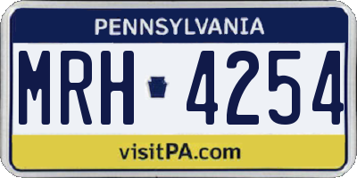 PA license plate MRH4254