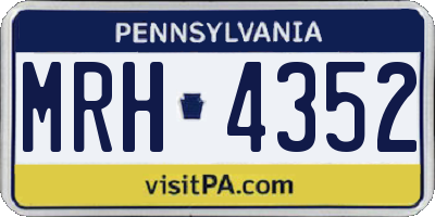 PA license plate MRH4352