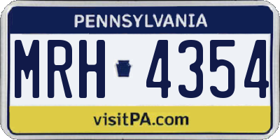PA license plate MRH4354