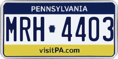 PA license plate MRH4403