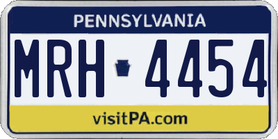 PA license plate MRH4454