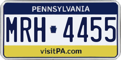 PA license plate MRH4455