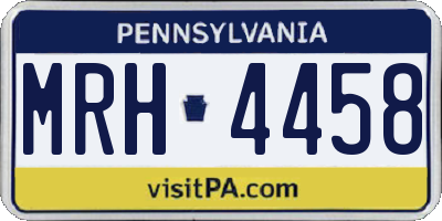 PA license plate MRH4458