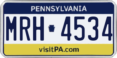 PA license plate MRH4534