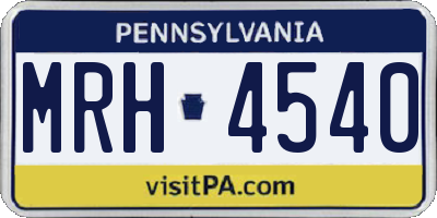 PA license plate MRH4540