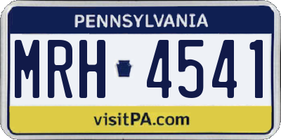 PA license plate MRH4541