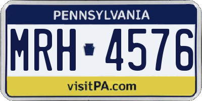 PA license plate MRH4576