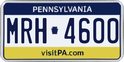 PA license plate MRH4600