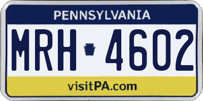 PA license plate MRH4602