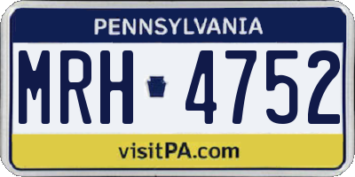 PA license plate MRH4752