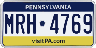 PA license plate MRH4769