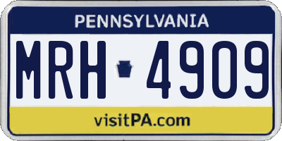 PA license plate MRH4909