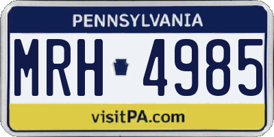 PA license plate MRH4985