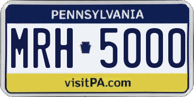 PA license plate MRH5000