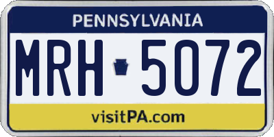 PA license plate MRH5072