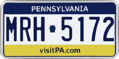 PA license plate MRH5172