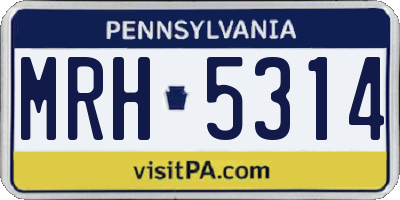PA license plate MRH5314