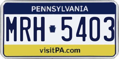PA license plate MRH5403