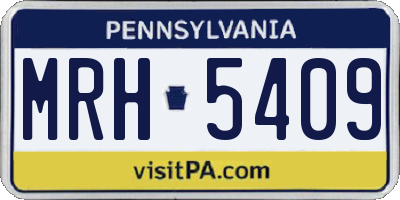 PA license plate MRH5409