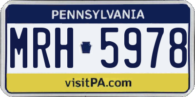 PA license plate MRH5978
