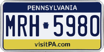 PA license plate MRH5980