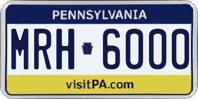 PA license plate MRH6000
