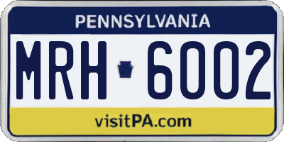 PA license plate MRH6002