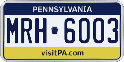 PA license plate MRH6003