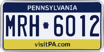 PA license plate MRH6012