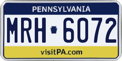 PA license plate MRH6072