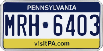 PA license plate MRH6403