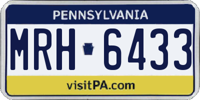 PA license plate MRH6433
